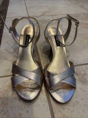 Nine West Metallic Gold Ankle-Strap Sandals